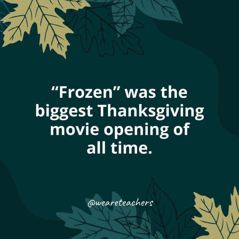 "congelado" Tuvo la mayor apertura de películas de Acción de Gracias de todos los tiempos.  Datos de Acción de Gracias
