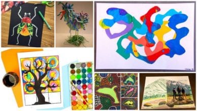 Collage of Third Grade Art Projects