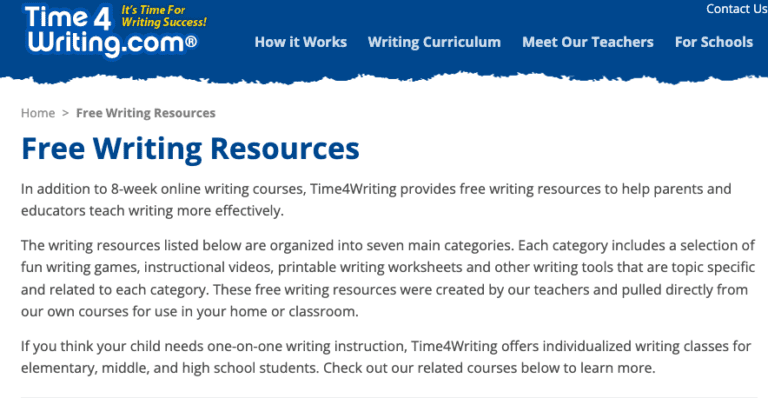 writing websites for elementary students