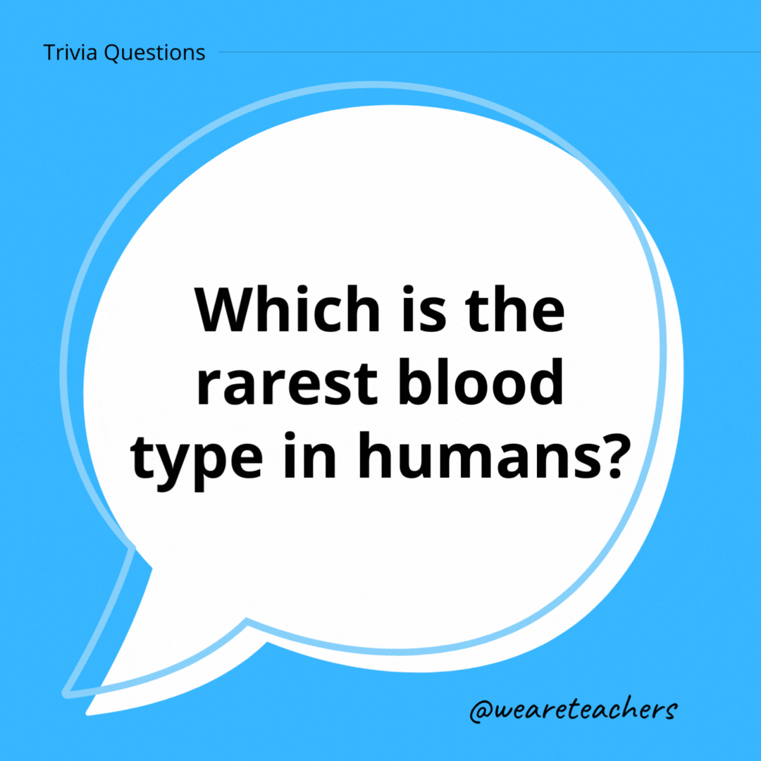 Which is the rarest blood type in humans?