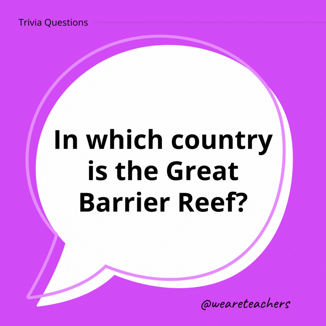 In which country is the Great Barrier Reef?