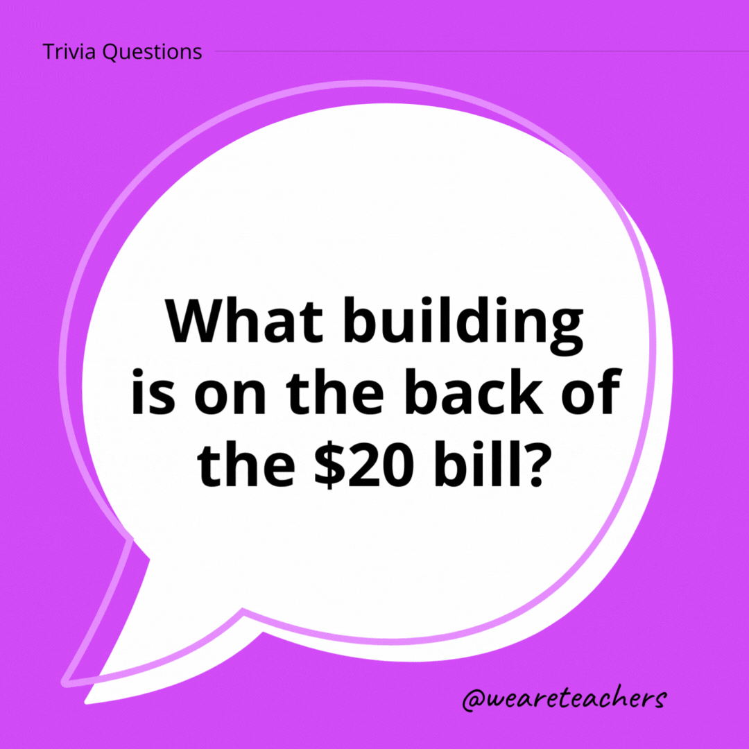 What building is on the back of the $20 bill?