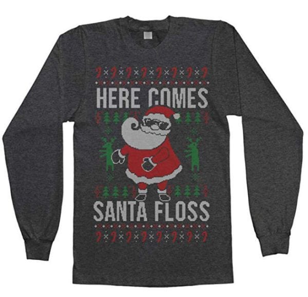 Ugly Christmas Sweaters Here comes Santa Floss Amazon