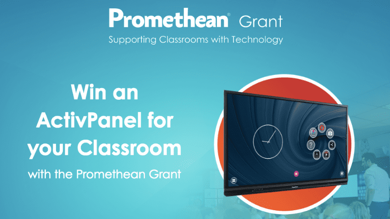 Image of a Promethean ActivPanel on a blue background - Promethean ActivPanels