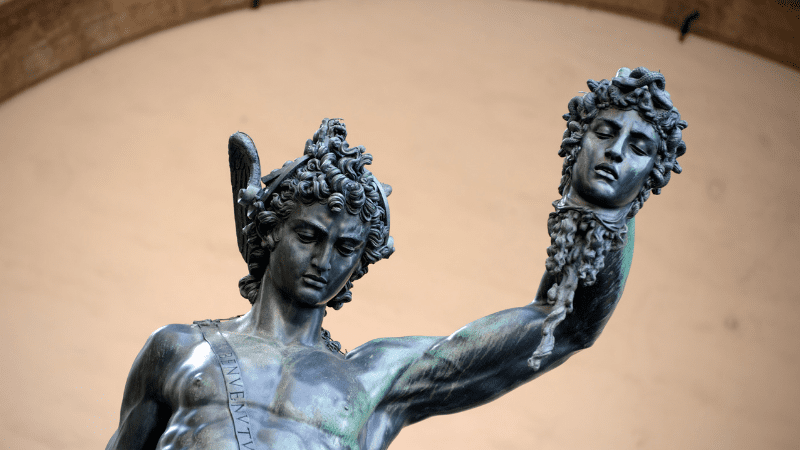 Statue of Perseus holding the head of Medusa - Great Greek Myths