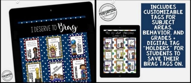 Virtual Rewards: Brag tags collection on a tablet