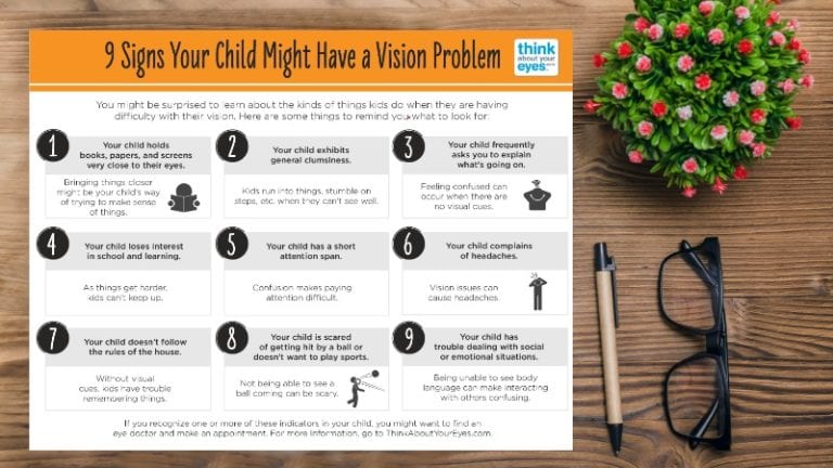 Free Vision Handout: 9 Signs a Kid May Have a Vision Problem