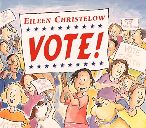 Vote!  book cover as an example of books about elections