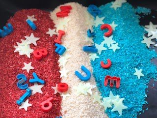 Fourth of July sensory bin.