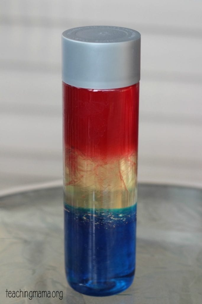 Fourth of July sensory bottle.