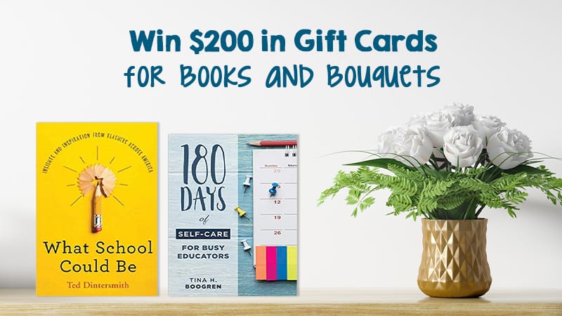 Spring Mega Giveaway image showing flowers and books on a shelf