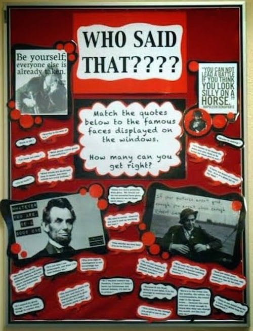 Quote board for Women's History Month classroom ideas