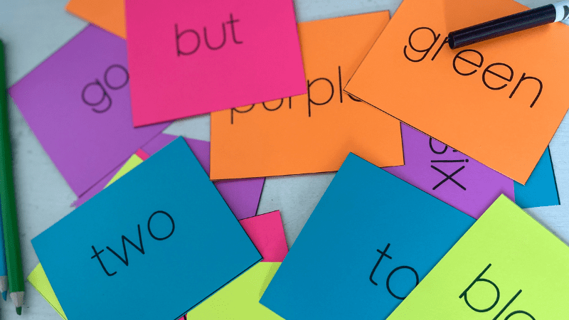 What are sight words? Colorful example flashcards