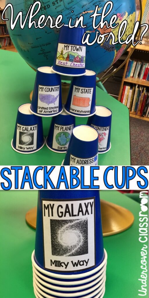 Stackable Cups with different locations where students sort 