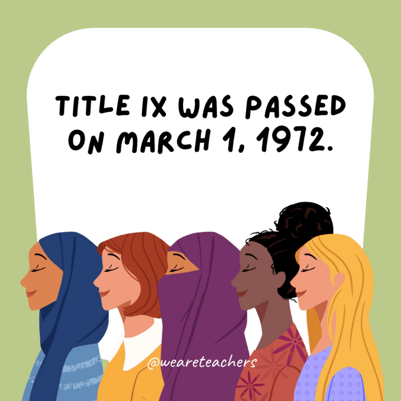 Title IX was passed on March 1, 1972.