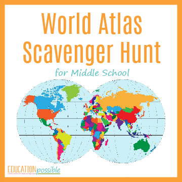 World Atlas Scavenger Hunt for Middle School showing a printed globe