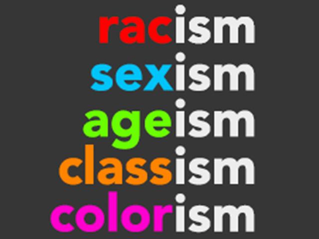Word Cloud that says racism, sexism, ageism, classism, colorism, as an example of social justice lessons