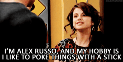 "I'm Alex Russo and my hobby is I like to poke things with a stick."