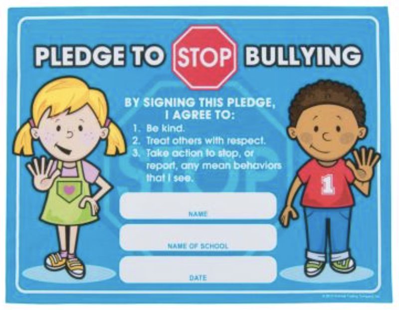 Example of anti-bullying pledge cards