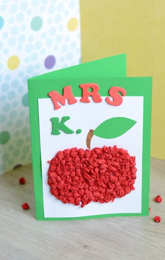 Thank you card with apple drawing- DIY Teacher Gifts