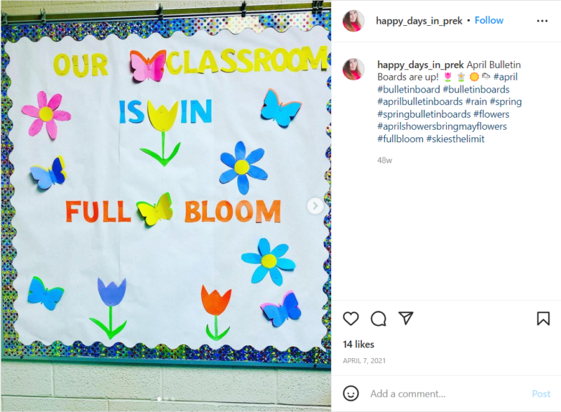 April bulletin boards spring flowers