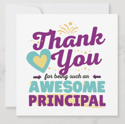 Awesome principal thank you card