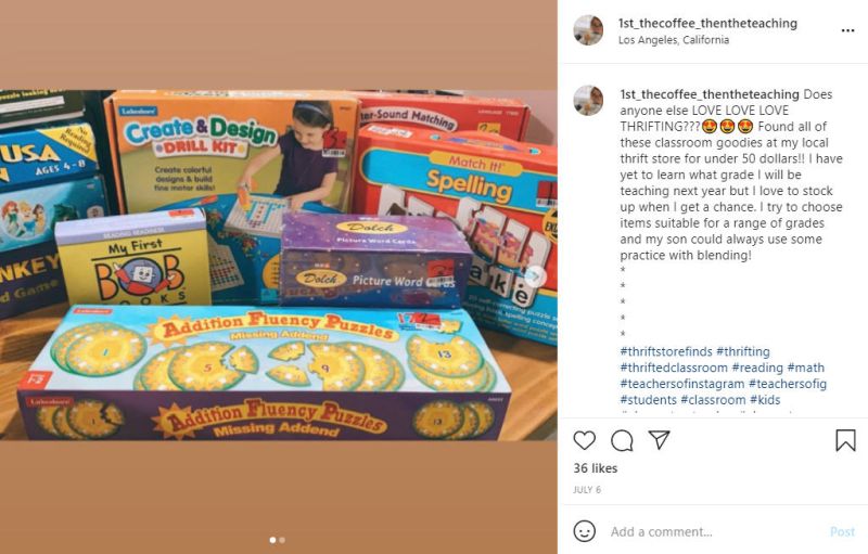Instagram post featuring an assortment of educational games (Bargain Shopping Guide) 