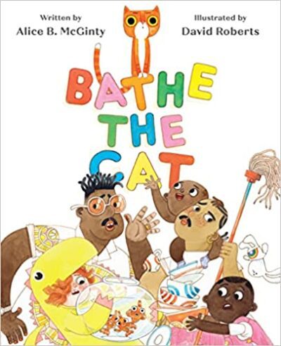 Book cover for Bathe the Cat as an example of kindergarten books