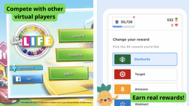 Screenshots of two financial apps for kids