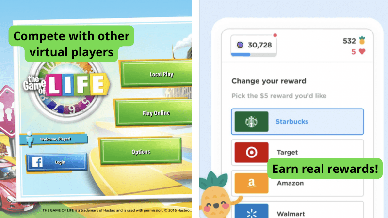 (opens in a new tab) Screenshots of two financial apps for kids