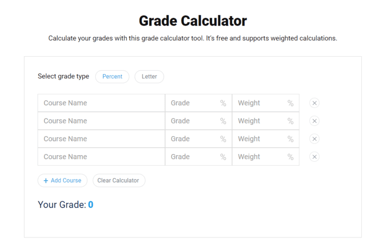 grade calculator with assignments