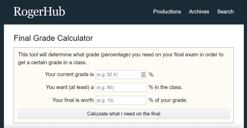 rogerhub assignment grade calculator