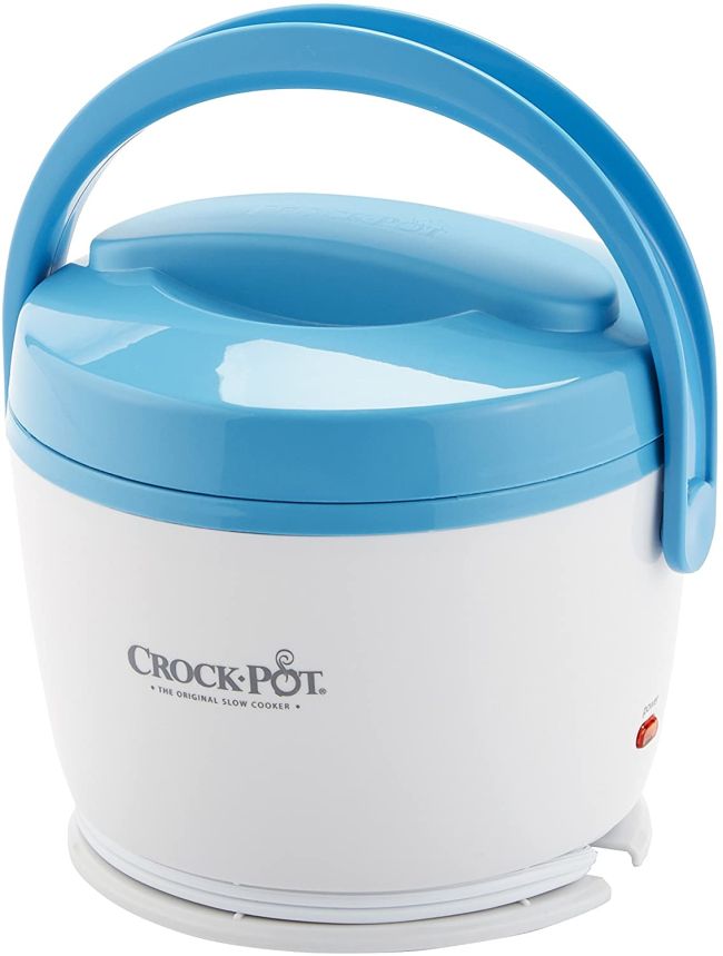 Crock Pot Lunch Warmer with blue lid and handle (Best Teacher Gifts)