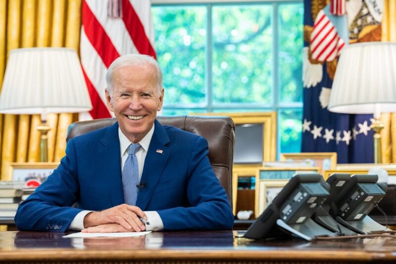 President Joe Biden at his desk 
