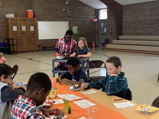 students playing themed bingo