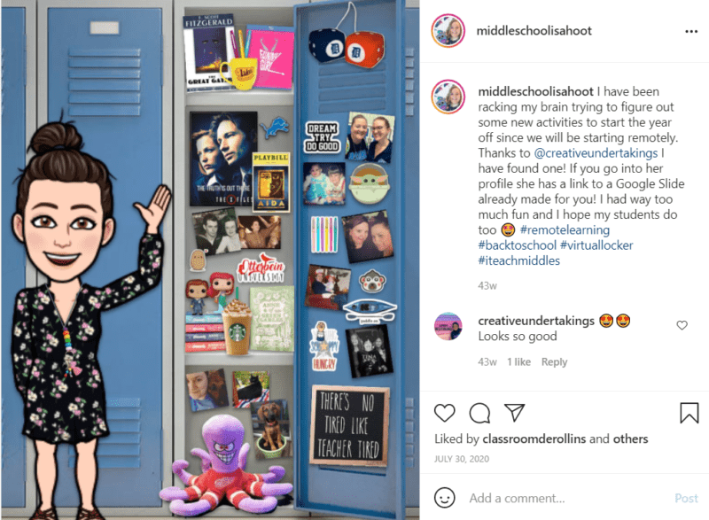 Bitmoji teacher shares locker with X-Files poster