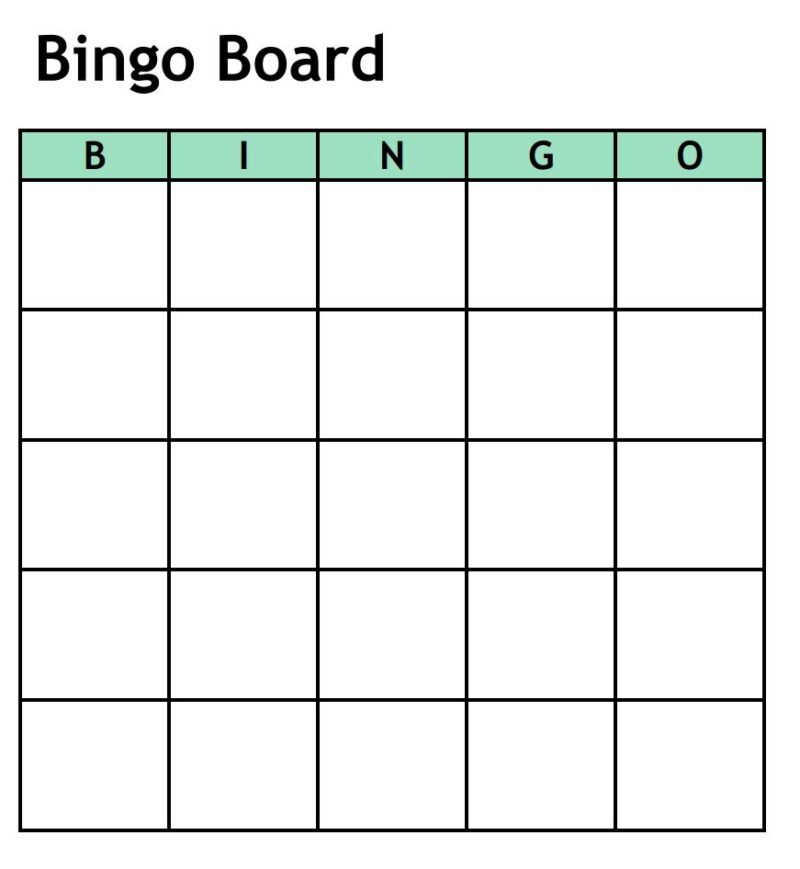 Blank Bingo Board