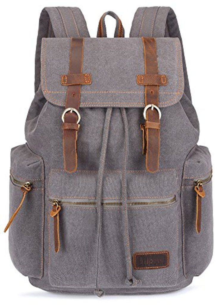 Grey and brown bag with pockets