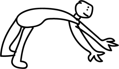 A stick figure is shown on all fours. 