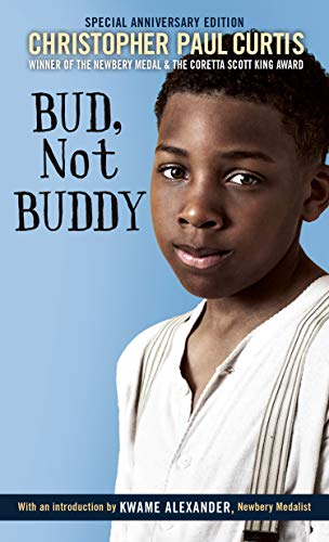 Book cover: Bud, Not Buddy written by Christopher Paul Curtis, narrated by James Avery
