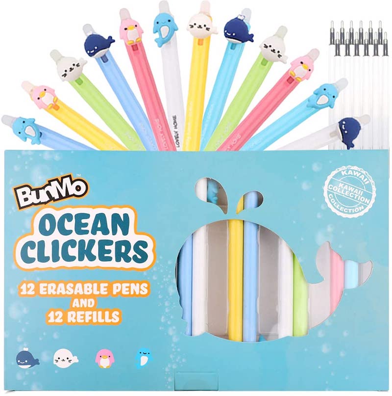 Assortment of erasable pens with cute animal tops