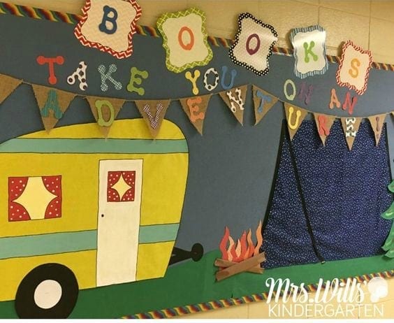 Camper bulletin board camping theme classrooms