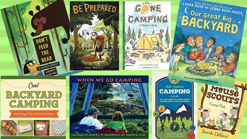 Collection of camping books for the classroom