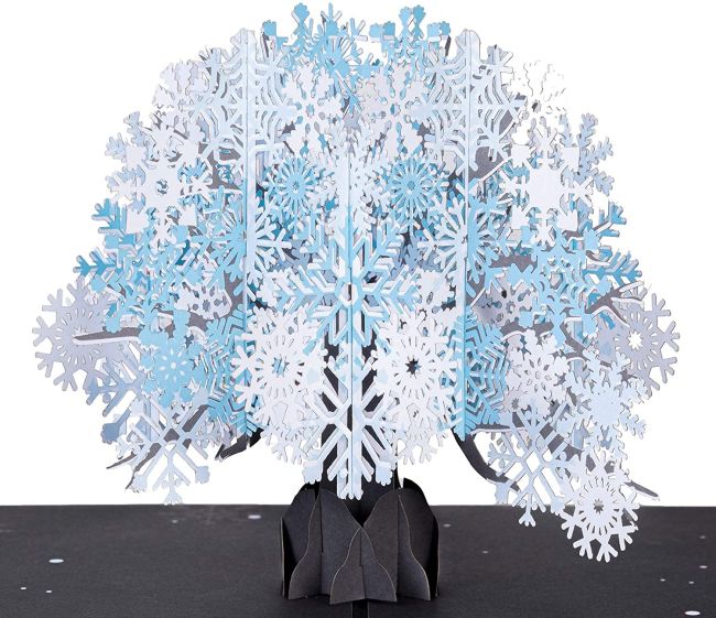 Popup paper tree made of snowflakes