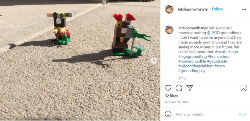 Still of celebrate groundhog day with lego groundhogs from Instagram