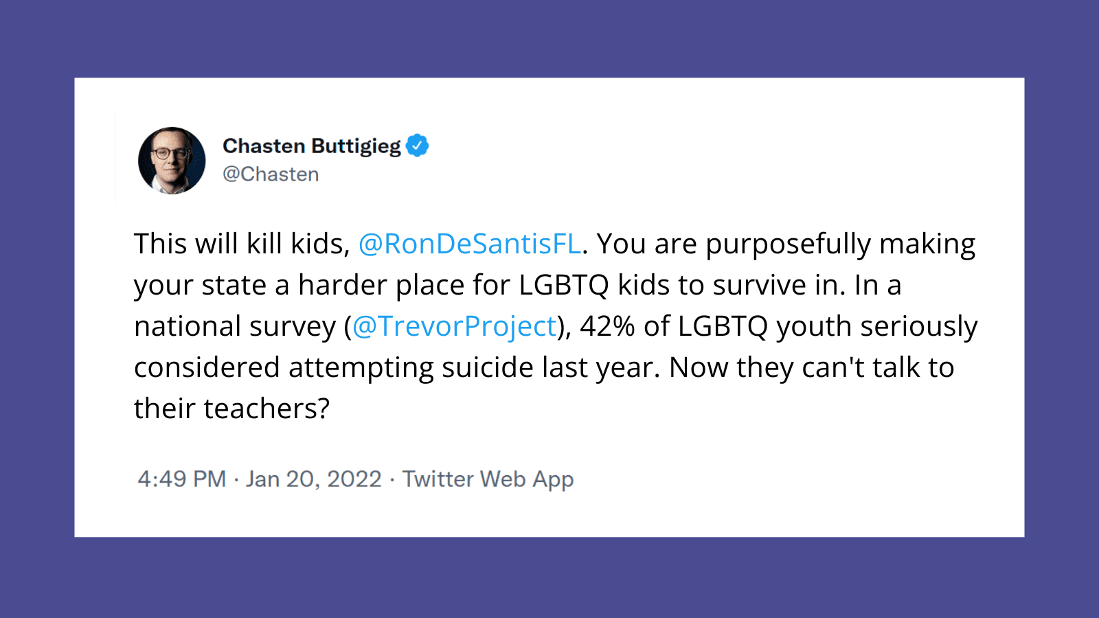 Chasten Buttigieg tweet on Florida's Don't Say Gay bill