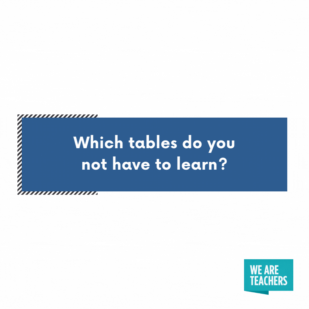 Which tables do you not have to learn?