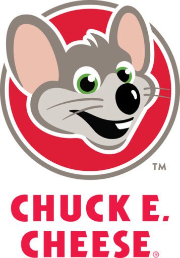Chuck E. Cheese’s logo, Krispy Kreme logo, as an example of chain restaurants that do school fundraisers