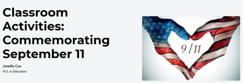 Classroom activities for teaching kids about 9/11