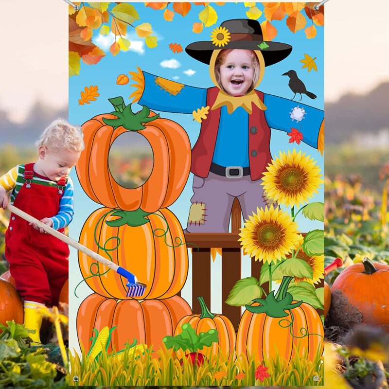 Halloween backdrop with pumpkins